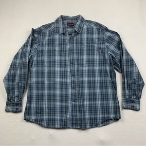 Wolverine Shirt Men's Size XL Blue Gray Checkered Plaid Long Sleeve Button Down